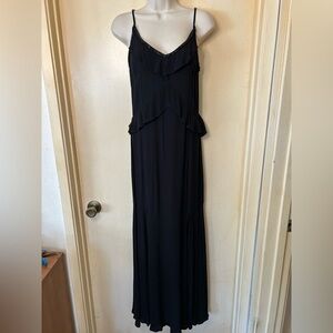 lovestitch Black Ruffled Slip Maxi Dress size S NWT